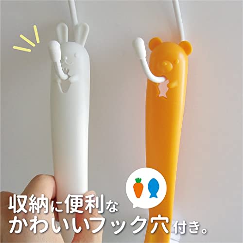 Ohe Shoe Cleaning Brush, White, Approx. 22cm H x 3.3cm W x 4.3cm D, Animal Shoe Brush with Rabbit Hook Brush