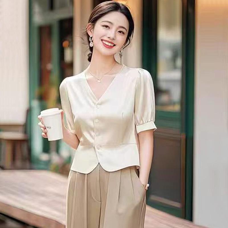 New Summer Style Capable and High-end Style Fashionable Apricot Pants