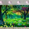 A polyester fiber spring flower garden background banner is suitable for Easter celebrations.