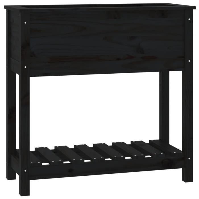 VidaXL Jardinière avec étagère Noir 82,5x34,5x81 cm Bois massif de pin 823763