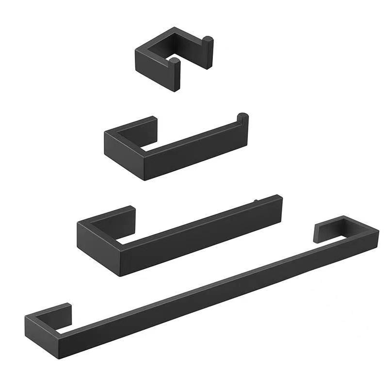 Stainless Steel Black Towel Rack Set - Bathroom Towel Bar & Shelf Accessories