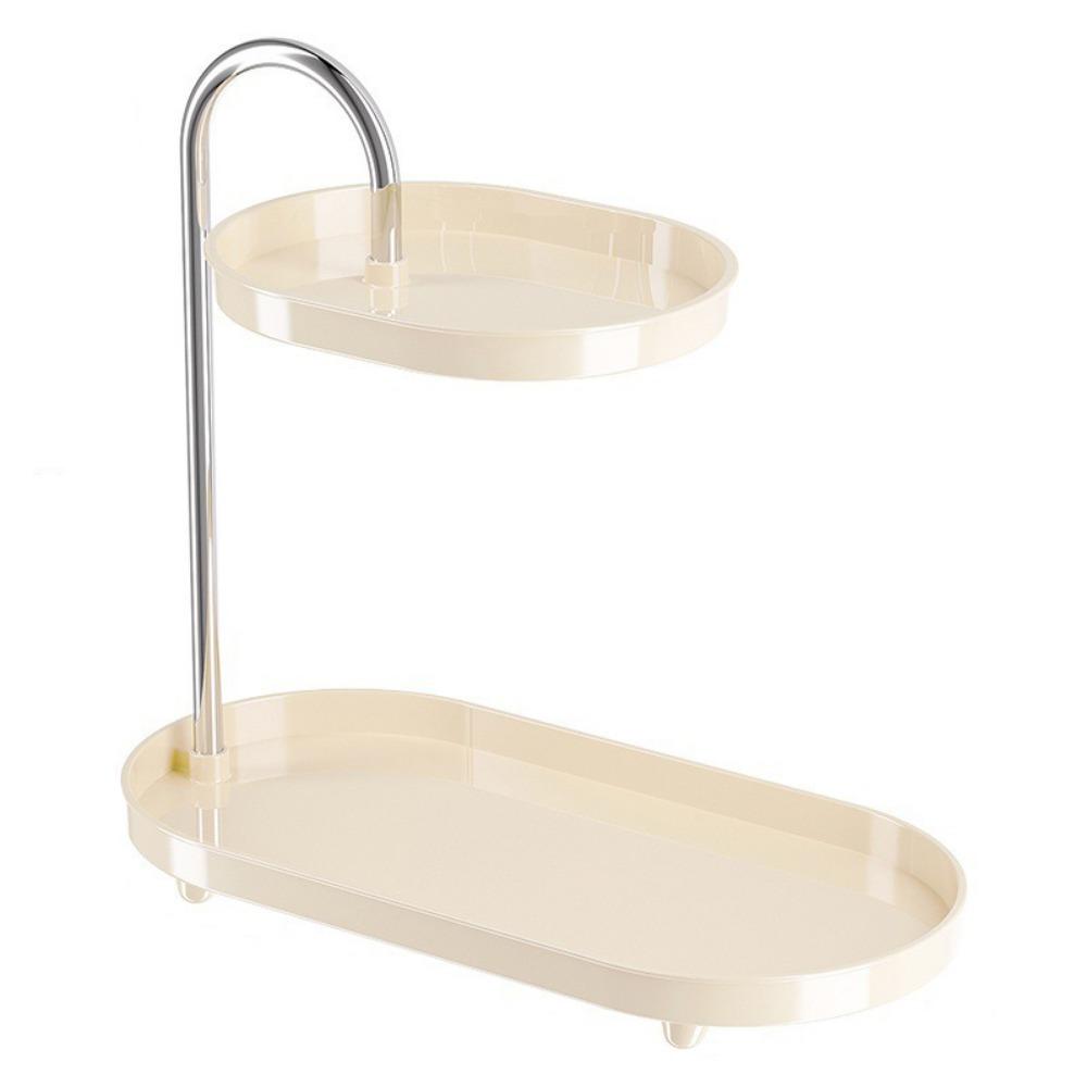 

Large Capacity Cosmetic Storage Shelf Space Saving Jewelry Display Stand Vanity Trays Kitchen Beige-Style A