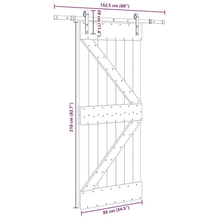 VidaXL Porte coulissante et kit de quincaillerie 85x210 cm pin massif 3332605