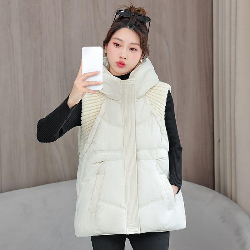 Women Winter Down Cotton Vest Jacket Women Sleevele Jacket Hooded Parkas Warm Vest Coat Female Waistcoat Overcoat Ladies Tops