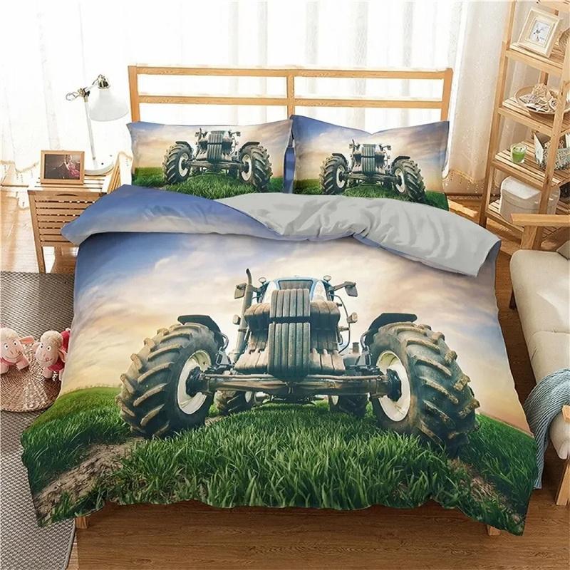 3D Print Retro Tractor King Queen Duvet Cover Comforter Bed Set Quilt Cover Pillowcase,King Queen Twin Size Boys Girls Adults