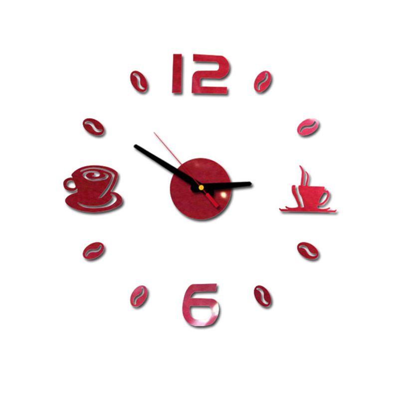 Stylish 3d Diy Coffee Cup Acrylic Mirror Wall Sticker Clock With Timeless Design