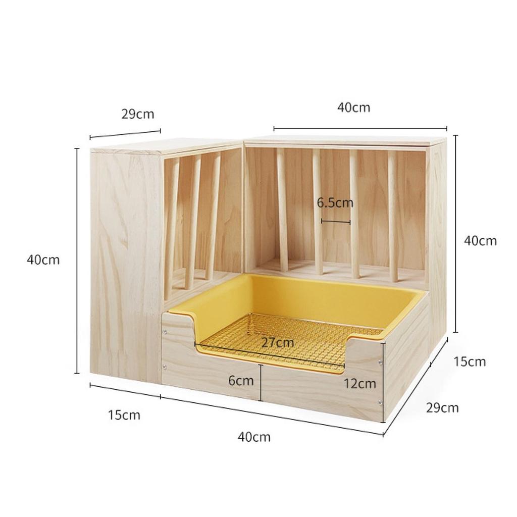 2 in 1 Rabbit Hay Feeder with Toilet Box,Bunny Feeder Manger,Wooden Food Feeding Manger,Grass Rack Litter Pan for Small Animals