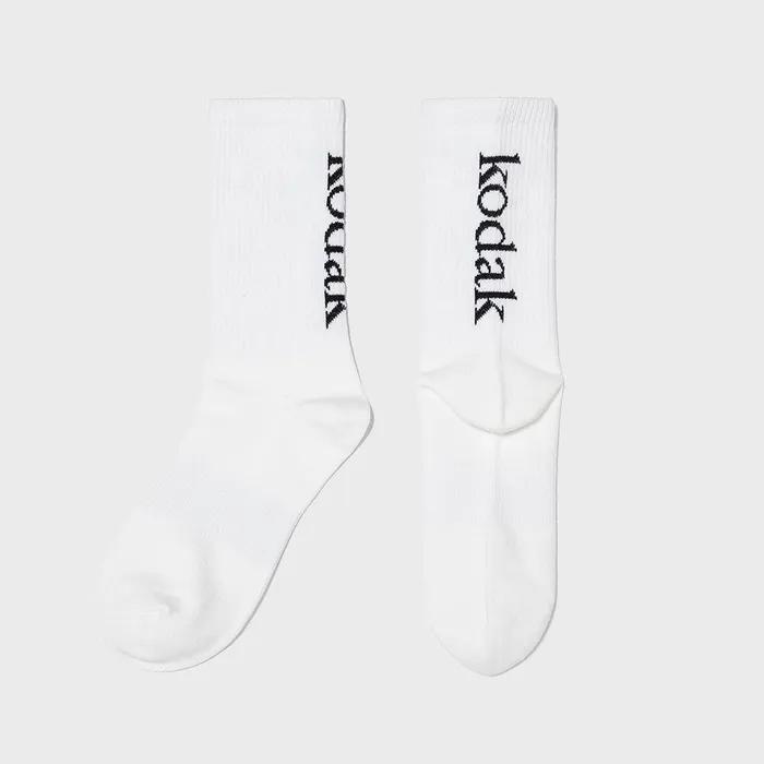 White Color Logo Crew Socks WHITE