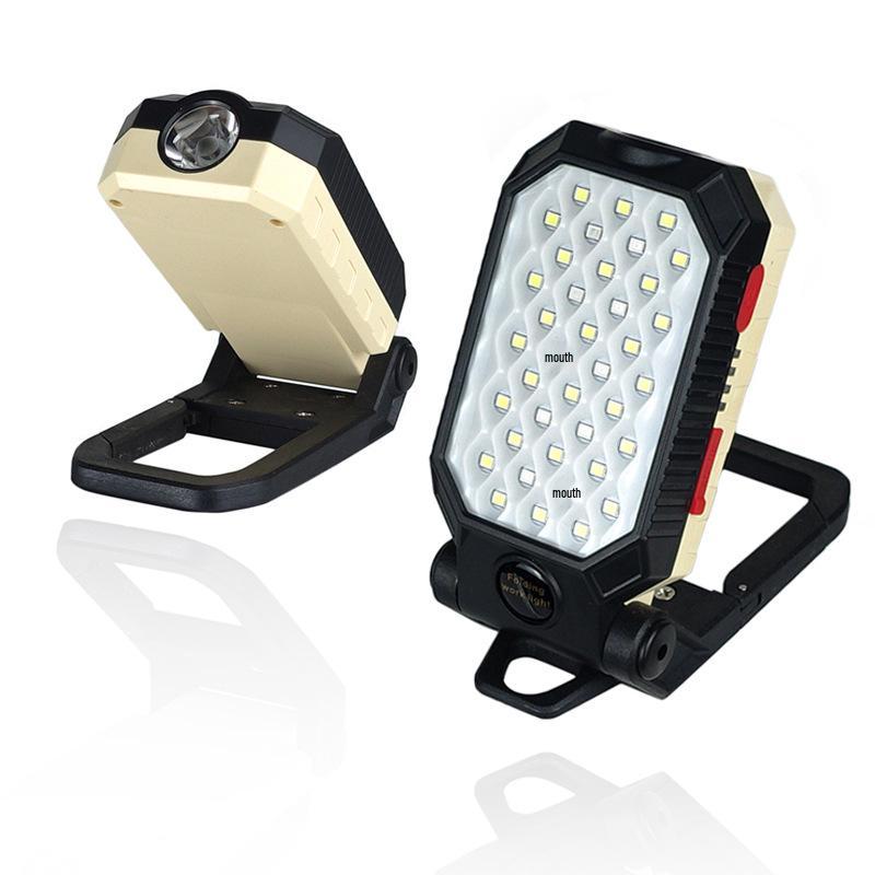 Rechargeable Foldable LED Work Light with Magnet - Portable USB Camping Light (Red & Blue)