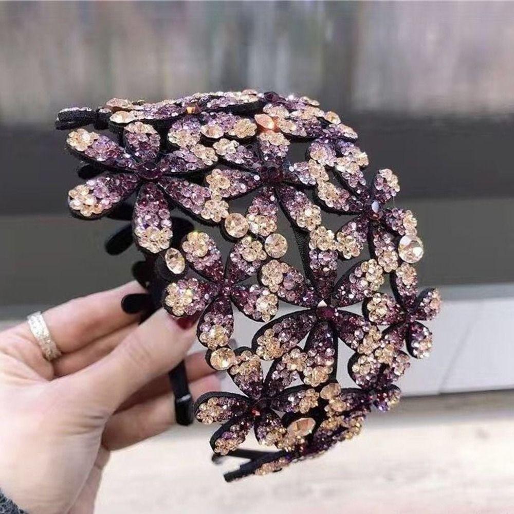 Crystal Rhinestone Hair Claws Anti-slip Headband Elegant Hair Accessories  for Girl