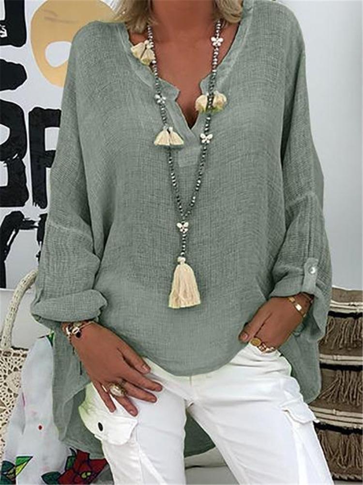 

Long Sleeve Solid Color Tops New Trendy Fashion S армія зелений колір