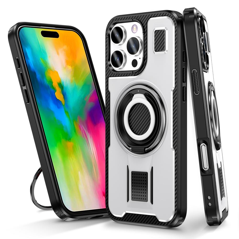 Pouzdro pro Apple iPhone 16 15 14 Plus 13 12 Pro Max s otočným kroužkem na prst a stojánkem, plastové TPU, nárazuvzdorné zadní kryty 2 v 1