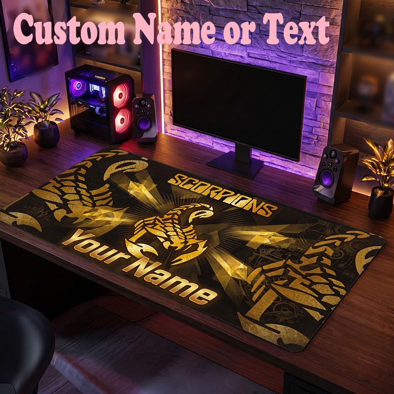 Scorpions Customized Name Text Mouse Pad, Large Desk Mouse Mat Personalized Home Office Present