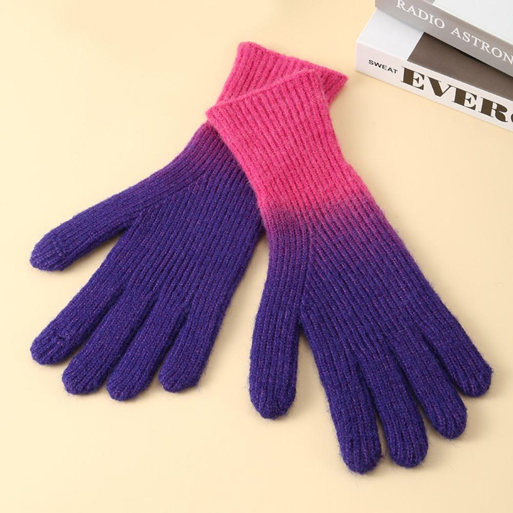 Gradient Color Touch Screen Mitten Cold-Proof Thicken Warm Gloves Winter Knitted Gloves Driving