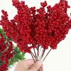 50Pcs Realistic PVC Berries Branches Bendable Iron Stems For Christmas Tree Wreath Table Display Wedding Centerpieces