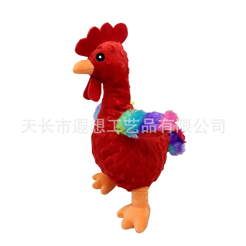 Tri-Color Rooster Plush Squeaky Rope Knot Toy for Dogs and Cats, Chew-Resistant Teething Dental Cleaning Interactive Pet Toy