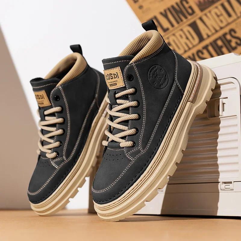 2024 Winter New Men's Office Work Shoes Warm Plush Men's Socks and Boots Fashion Sports Boots Thick Sole Free Delivery