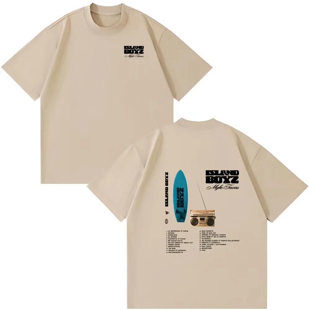 Rapper Myke Towers 2026 New Album Island Boyz Tshirts Men Women Clothing Fashion Hip Hop Oversized Cotton Tshirt Couple Clothes