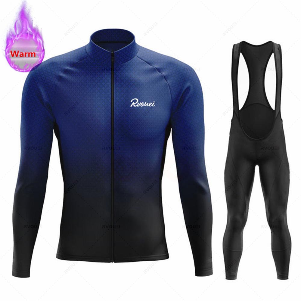 Roșu Cald 2023 Set de Ciclism de Iarnă Rvouei Bărbați Haine Bicicletă MTB Lână Termică Tricouri Bicicletă Haine Costum Maillot Ropa Ciclismo