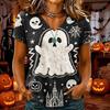 T-shirt d'Halloween pour femme à col en V et manches courtes, Haut décontracté élégant et confortable