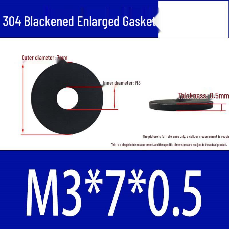Large Black 304 Stainless Steel Ultra-Thin Oversized Flat Washer, Zinc-Plated