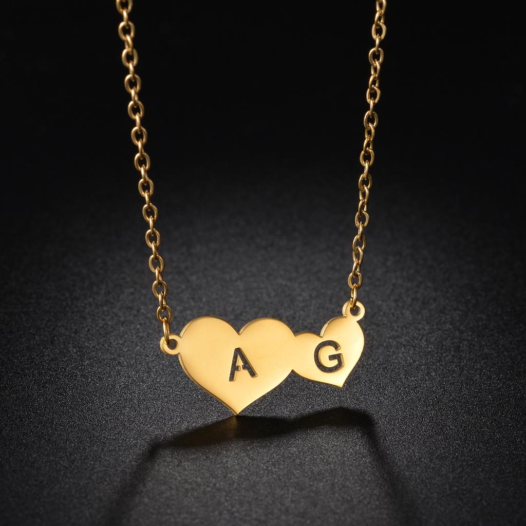 Atoztide Personalized Custom Name Necklaces for Women Double Initials Letters Pendant Stainless Steel Link Chain Jewelry Gift