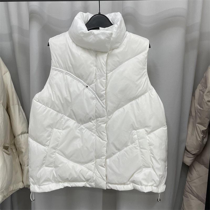 White duck down down vest women's stand-up collar vest outer wear vest design sense niche vest jacket 2024 autumn and winter