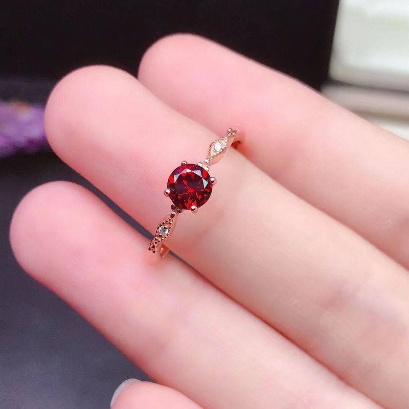 

Silver Plated New Arrival Fashion Wind Niche Style Red Zircon Ring Simple and Light Luxury Ring Korean Fashion Temperament Wild A234 Adjustable Opening