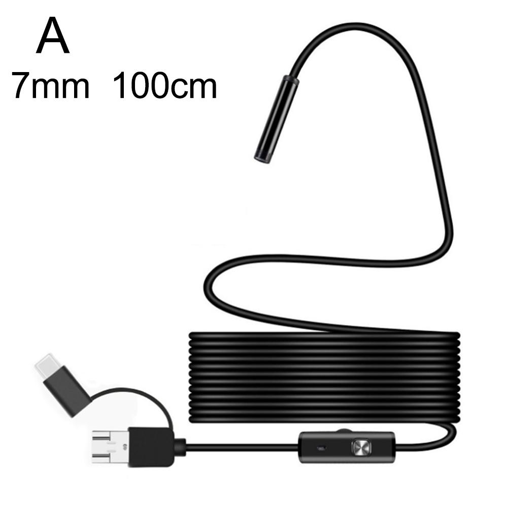 3-in-1 HD USB Endoscope 7mm Lens IP67 Waterproof 6 LED Borescope Camera for Automotive Sewer Pipe Inspection Android Type-C