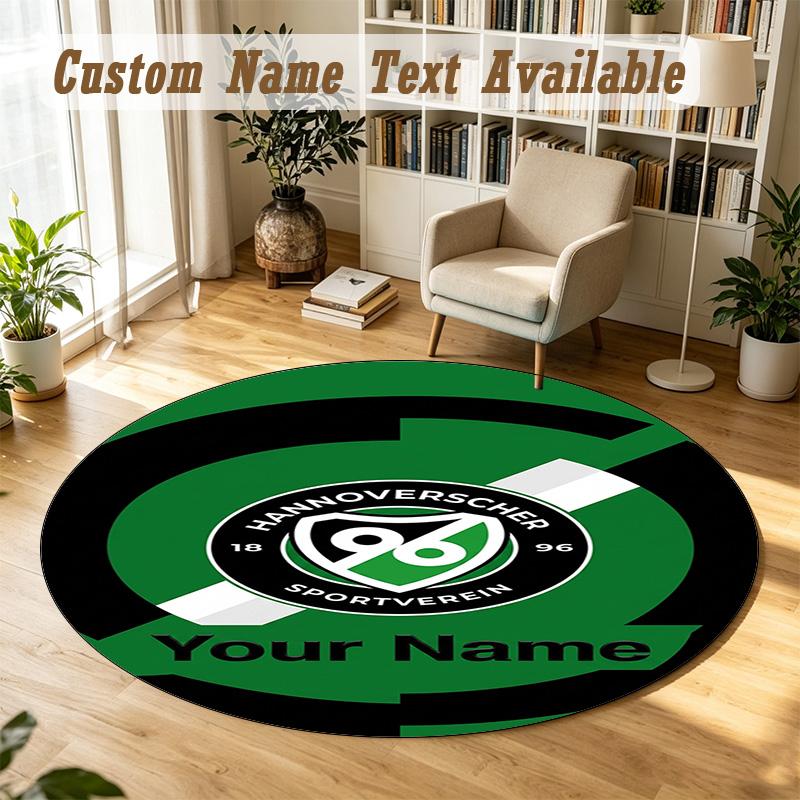 Round Rug Custom NameHannover 96 Pattern Non Slip Carpet Home Floor Decor