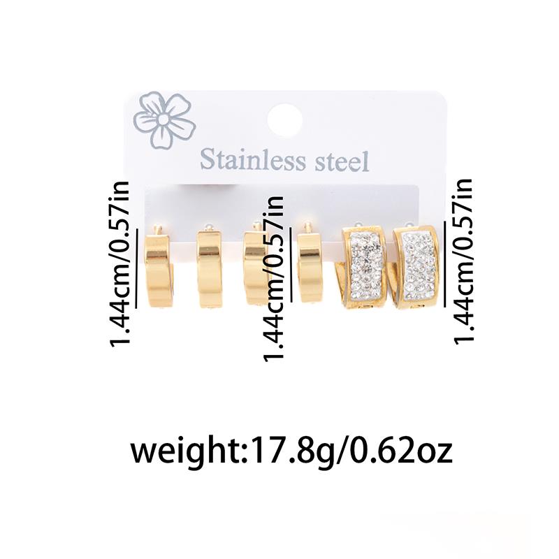 

Stainless Steel Circular Zircon 6 Pieces Earrings For Women Men Temperament Simple Personality Jewelry Gifts Daily