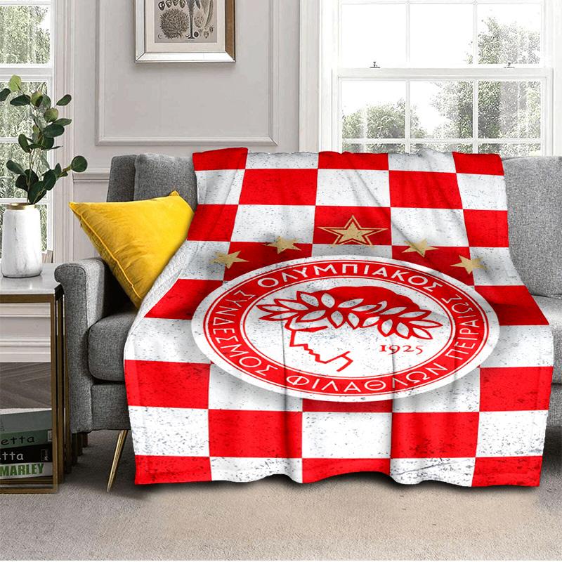 Coperta con Stemma Olympiacos FC Adatta per Divani, Letti, Uffici e Campeggio - Regalo Perfetto per Halloween Natale