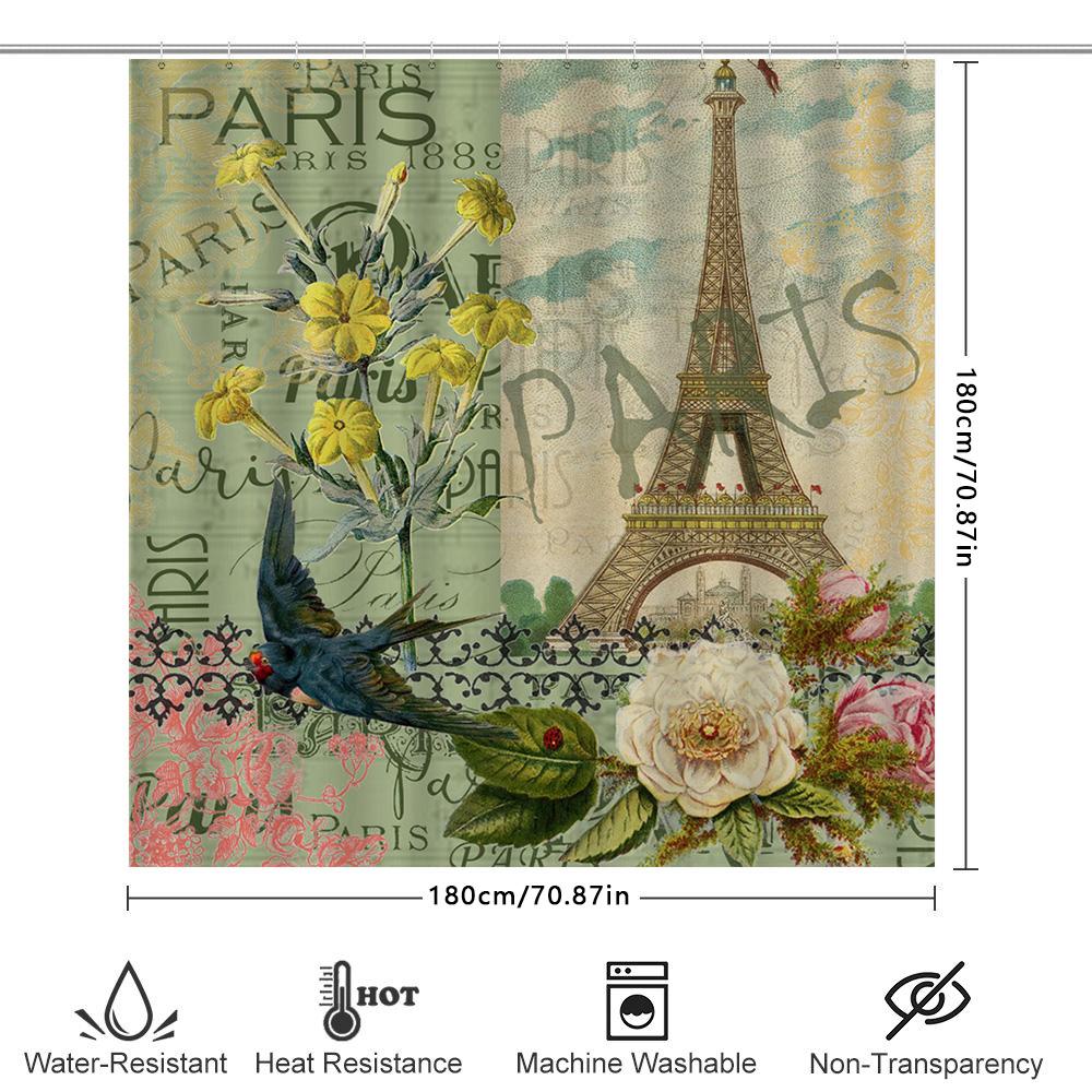 Eiffel Tower Shower Curtain Decorative Home Bathroom Supplies