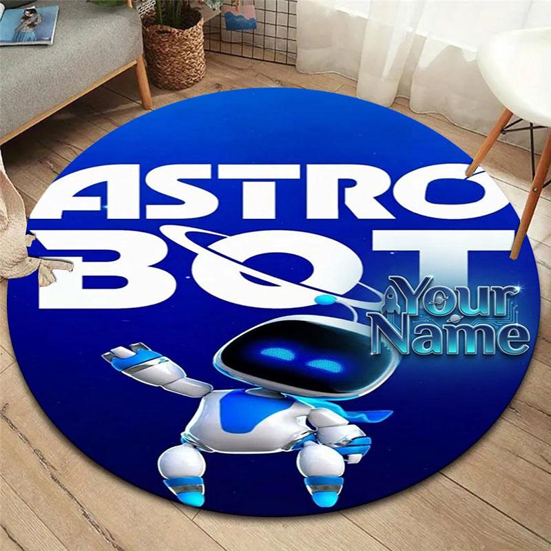 ASTRO BOT Custom Name Round Area Rug,Carpet Rug for Living Room Bedroom Sofa Playroom Decor,Non-slip Floor Mat