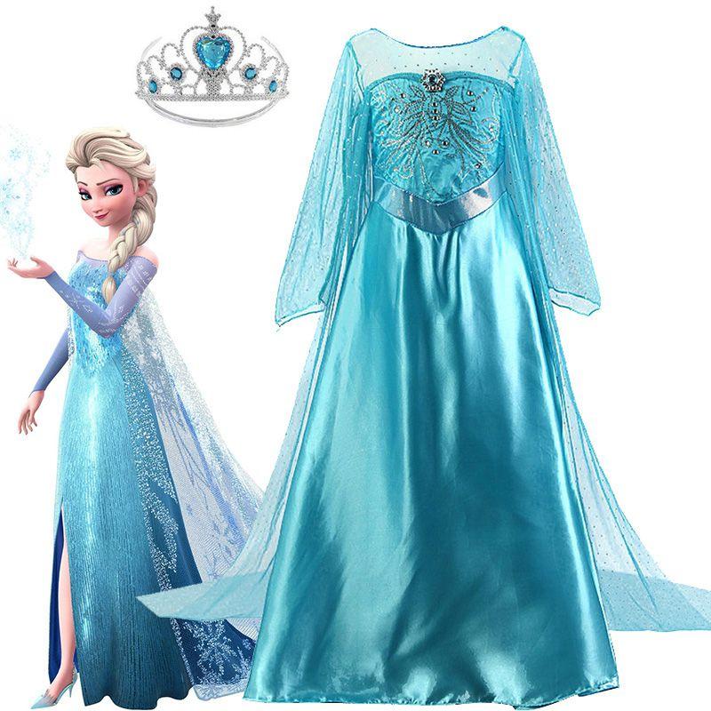 Elegant Long Sleeve Tutu Dress For Kids Girls Frozen Snow Queen Elsa Costume