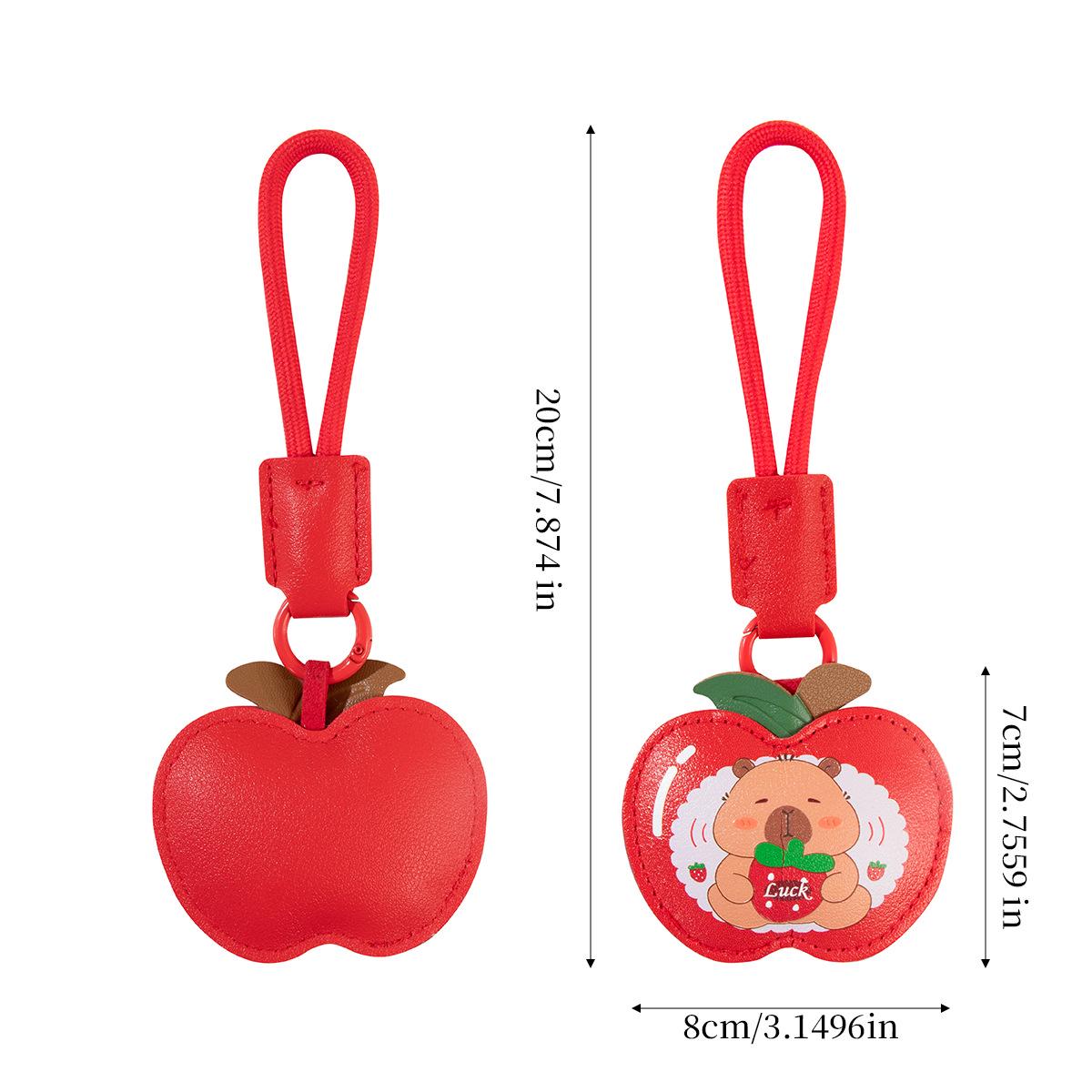 Cute Cartoon Capybara Leather Keychain and Phone Bag Ornament