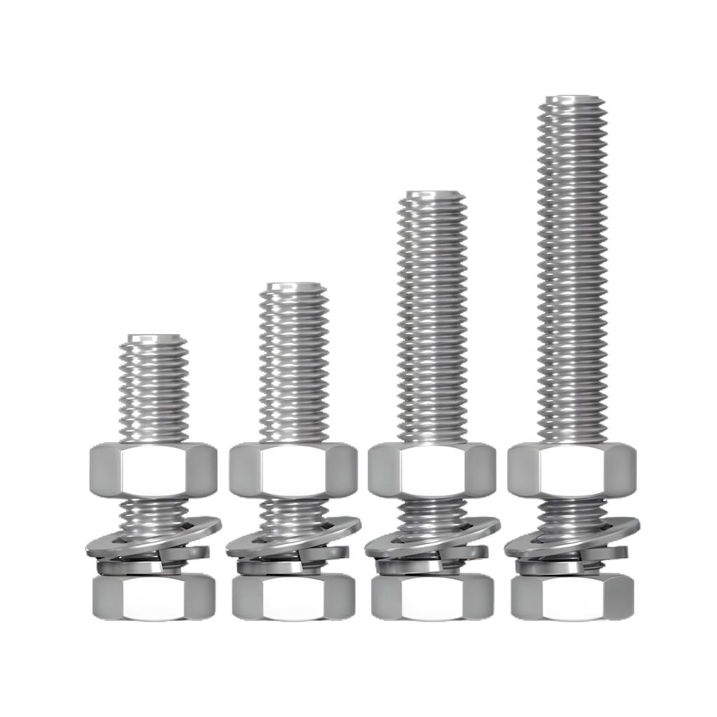 Stainless Steel M8 Hex Fully Hex Thread Flat Lock Washers Kit Bolts, Threaded, Bolts, Nuts, (M8x20mm, 10-Pack)