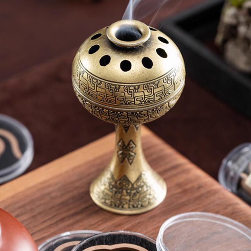 Creative Mini Aromatherapy Furnace, Home Indoor Zen Tea Ceremony Decoration, Chinese Style Metal Shape Small Incense Burner, 1Pc