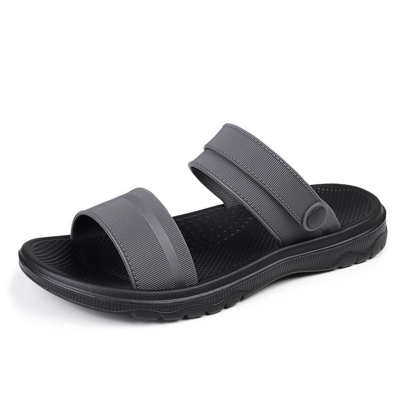 

Summer men s soft bottom dual-purpose outer wear beach sandals large size 45 Korean version trend one-word casual sports slippers 45 сірий колір