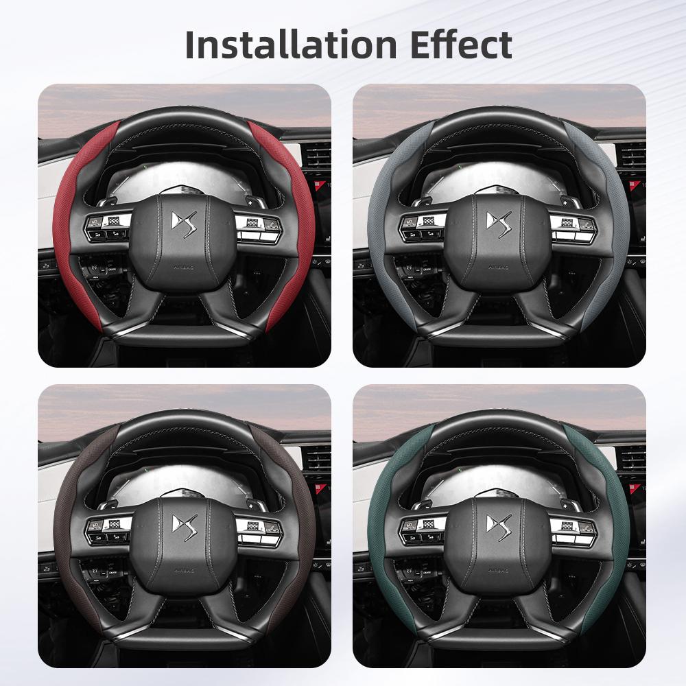 bpzsw1 Suitable for Ds Breathable Hole Leather Steering Wheel Cover Segmented Quick Release Design Non-Slip Durable 3 4 5 6 7 9 Crossback E-Tense