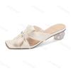 Fashion Elegant Bow Design Casual Coarse Heel Sandals for Women 2025 New Summer Open Toes Breathable Comfortable Fashion Beach Slippers