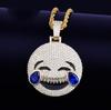 New Iced Laugh Cry Pendant with Tennis Chain Gold Color Bling Men's and Women's Hip Hop Necklace for Gift