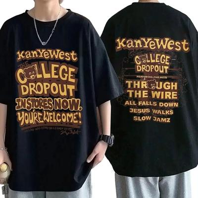 2024 Rapper Kanye West T Shirt College Dropout Graphic Print T-shirt Unisex Women Hip Hop Vintage Gothic Short Sleeve T-shirts
