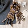 High End Plaid Scarf for Women In Winter New Style Mohair Plaid Shawl Versatile Thickened Warm Scarf Korean