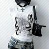 2000s y2k Harajuku Nový model Žebrovaný tílko Streetwear Trendy osobnost Oblečení Celoroční oblečení Unisex Pohodlné Krátký měkký
