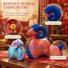 1Pcs Chinese Zodiac Sheep Mascot Plush Doll Traditional Jacquard Fabric Ornament Festive Lucky Sheep Stuffed Toy For Home Decor