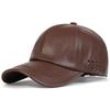 Unisex Solid Color Leather Baseball Caps Adjustable Casual Hats Spring and Autumn Outdoor Sunscreen Hat