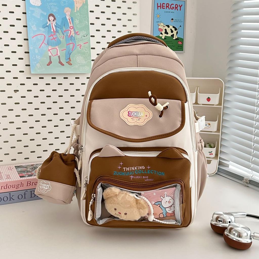 New Korean Version of The Small Fresh Schoolbag Joker Sweet Cute Cat Leisure Commuting Large Capacity Multifunctional Backpack.