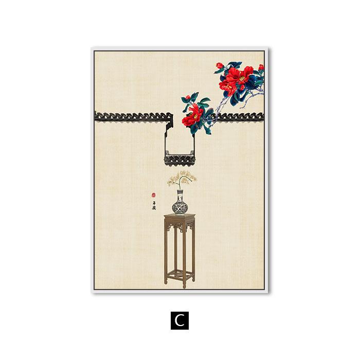 

Традиційний китайський стиль Вікно Настінне мистецтво Плакати та принти Картини на полотні Настінні картини для вітальні Home Art Decor 21x30cm No Frame
