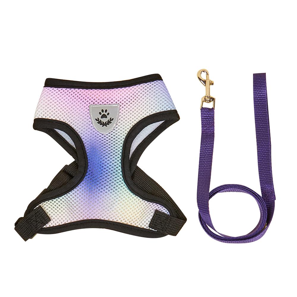 

Dog Harness Reflective Breathable Adjustable Pet Harness For Dog Vest Gardient Breathable Cat Collar Rope Outdoor Walking Decor L